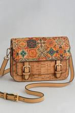 Kurken Schoudertas met Tegelmotief, Sieraden, Tassen en Uiterlijk, Tassen | Damestassen, Ophalen of Verzenden, Nieuw, Bruin, Schoudertasje