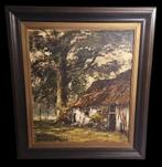 Landschap met oude hoeve.Gesign., Antiek en Kunst, Ophalen of Verzenden