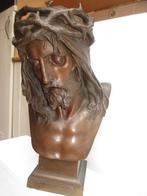 Kolossale Bronzen Jezus buste  E Marioton 49cm  Topstaat!, Antiek en Kunst, Ophalen, Brons