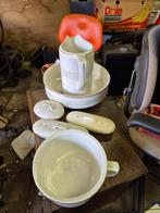 Antiek aardewerk lampetstel 6 delig, Antiek en Kunst, Ophalen