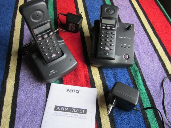 Duoset MBO Alpha 1700 ( analoog CT1+ ) op AA accu's, Telecommunicatie, Vaste telefoons | Handsets en Draadloos, Gebruikt, 2 handsets