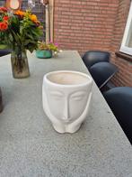 Bloempot wit gezicht 13cm, Tuin en Terras, Ophalen, Gebruikt, Rond, Minder dan 40 cm