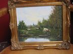 Klassiek landschapje kerkoren met koeien wei doorRobert, Antiek en Kunst, Verzenden