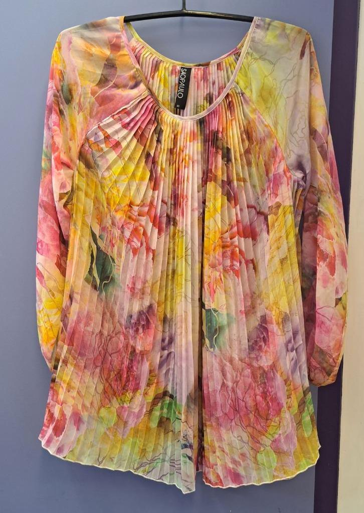 Sao Paulo kleurrijke plissé blouse tuniek – maat L art 49375, Kleding | Dames, Blouses en Tunieken, Zo goed als nieuw, Maat 38/40 (M)
