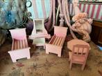 Antieke houten slaapkamer poppenhuis set in mooi roze>1930, Ophalen of Verzenden