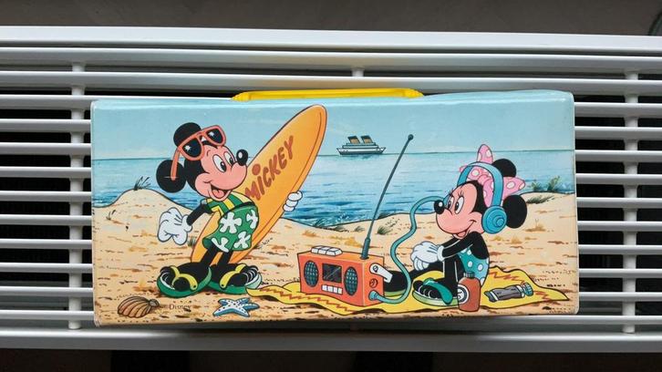 Vintage koffertje Mickey Mouse en Minnie, Verzamelen, Disney, Beeldje of Figuurtje, Mickey Mouse, Ophalen of Verzenden