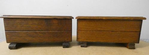 2x Eikenhouten Kistje - mini dekenkistje [1482], Antiek en Kunst, Antiek | Woonaccessoires, Ophalen