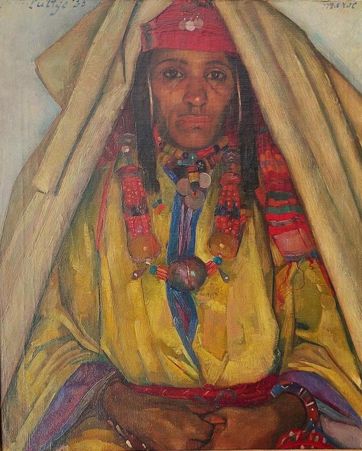 J.M. Luttge'' marokkaanse berbervrouw'', Antiek en Kunst, Kunst | Schilderijen | Klassiek, Ophalen of Verzenden