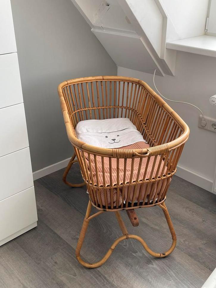 Vintage Rotan Wiegje - Hemeltje Stok Ontbreekt, Kinderen en Baby's, Babywiegjes en Ledikanten, Gebruikt, Wieg, Ophalen