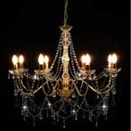 AANBIEDING | Kroonluchter met kralen 8 armen goud! GRATIS BE, Verzenden, Nieuw, Metaal, Minder dan 50 cm