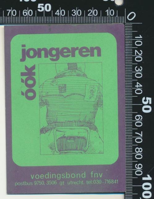 Sticker: FNV - Voedingsbond - Ook jongeren (Groen), Verzamelen, Stickers, Zo goed als nieuw, Bedrijf of Vereniging, Verzenden