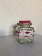 Vierkant glazen potje, Huis en Inrichting, Woonaccessoires | Vazen, Overige kleuren, Ophalen of Verzenden, Minder dan 50 cm, Glas