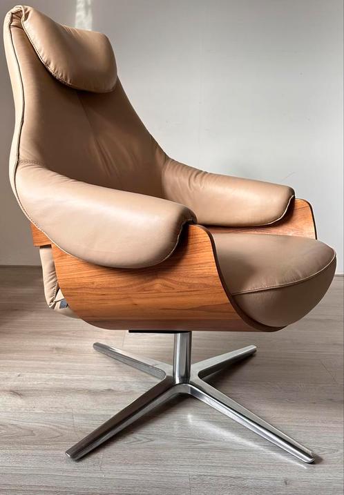Leolux Cream design fauteuil, Huis en Inrichting, Fauteuils, Zo goed als nieuw, Leer, 75 tot 100 cm, Ophalen