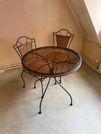 Bistro setje met glazen blad, Gebruikt, Rotan, Stoel, Tuinset