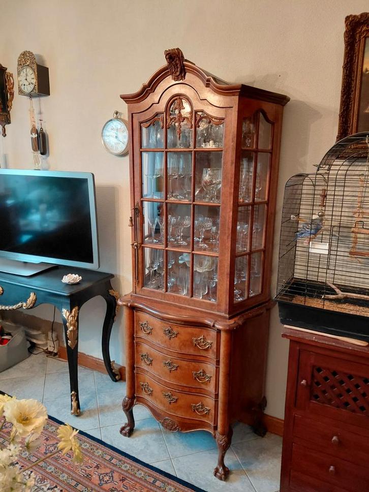 Antieke vitrinekast met lades, Antiek en Kunst, Antiek | Meubels | Kasten, Ophalen