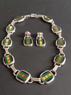 Zilveren Mexico Set Collier & Oorbellen, Verzenden, Zo goed als nieuw, Met edelsteen, Zilver