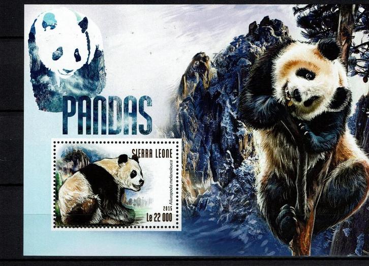 sierra leone 2015 pf blok panda beren wildlife zoogdieren, Postzegels en Munten, Postzegels | Thematische zegels, Postfris, Dier of Natuur