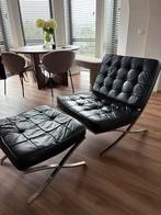 Barcelona fauteuil met hocker in vintage staat, Huis en Inrichting, Fauteuils, Ophalen, Gebruikt