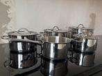 BK 5-delige RVS Pannenset - Topkwaliteit!, Ophalen, Gebruikt, Inductieplaat, Pannenset