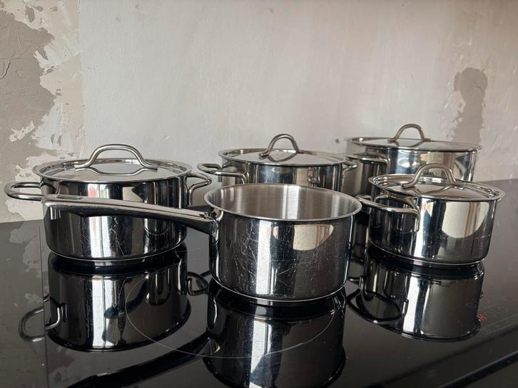BK 5-delige RVS Pannenset - Topkwaliteit!, Huis en Inrichting, Keuken | Potten en Pannen, Gebruikt, Pannenset, Rvs, Inductieplaat