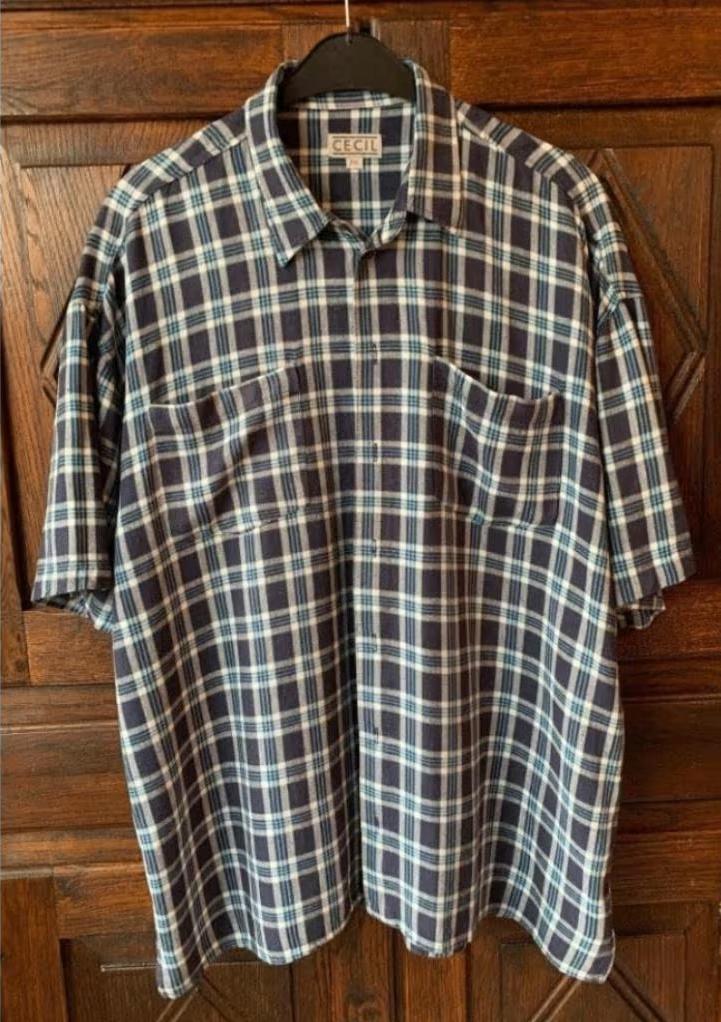 Blauw geruit overhemd, herenhemd korte mouw; Cecil; XXL, Kleding | Heren, Grote Maten, Ophalen of Verzenden, Zo goed als nieuw