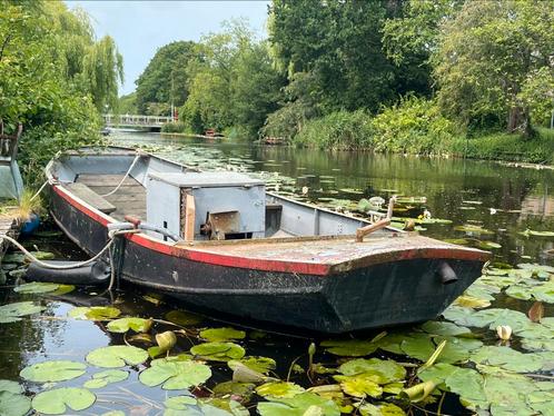 Grachtensloep vlet stalenboot melkboot 8 personen opknapper, Watersport en Boten, Motorboten en Motorjachten, Gebruikt, Staal