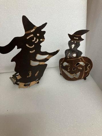 Halloween Theelichthouders - Heks & Pompoen beschikbaar voor biedingen