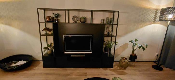 Tv Meubel Toby Metaal/MDF - Zwart, Huis en Inrichting, Kasten | Televisiemeubels, Zo goed als nieuw, 150 tot 200 cm, 150 tot 200 cm