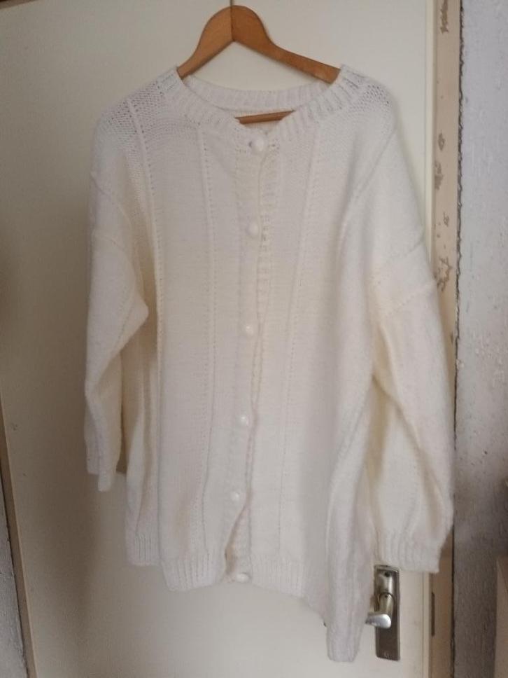 Gebreid handgemaakt vest wit Mt 52  XXL damesvest nieuwstaat, Kleding | Dames, Grote Maten, Zo goed als nieuw, Trui of Vest, Wit