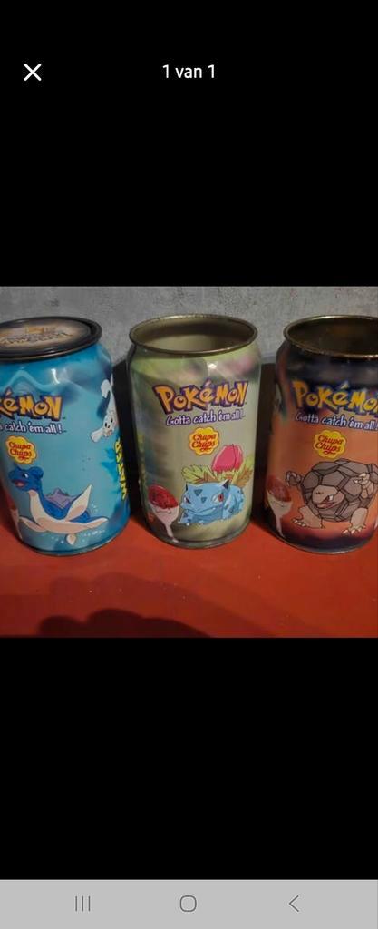 3 Pokemon Chupa Chups Blikken, Verzamelen, Poppetjes en Figuurtjes, Gebruikt, Ophalen of Verzenden