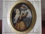 Miniatuur 12 - Lady met fruit tray - 14x12 cm - ANTIEK, Antiek en Kunst, Ophalen of Verzenden