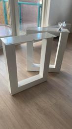 Twee zware witte stalen tafelpoten, Ophalen, Zo goed als nieuw, Rond, 50 tot 100 cm