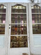 Set Jugendstil glas in lood deur met zijramen 204x204cm., Ophalen