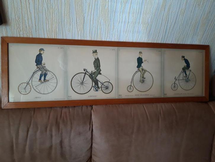 Ant.ingelijste Etsen, van Ant.fietsen zie beschrijving., Antiek en Kunst, Antiek | Wandborden en Tegels, Ophalen of Verzenden
