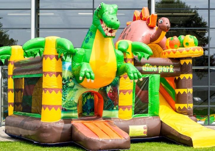 Springkussen Dino (gratis levering Emmen en omgeving!), Hobby en Vrije tijd, Feestartikelen | Verhuur, Zo goed als nieuw, Overige