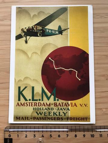 KLM Amsterdam Batavia Fokker F.18 Vliegtuig Kaart Luchtvaart beschikbaar voor biedingen