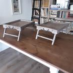Oude sloophouten bedtafeltjes of dienbladen (2 st.), Huis en Inrichting, Woonaccessoires | Dienbladen, Ophalen, Zo goed als nieuw