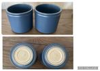2 blauwe overpotten ca. 12x12 cm - als nieuw (KWF), Rond, Ophalen of Verzenden, Zo goed als nieuw, Minder dan 25 cm