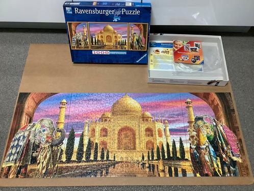 Puzzel Prachtig Tja Mahal India Tempel Olifant drieluik 1000, Hobby en Vrije tijd, Denksport en Puzzels, Zo goed als nieuw, Legpuzzel