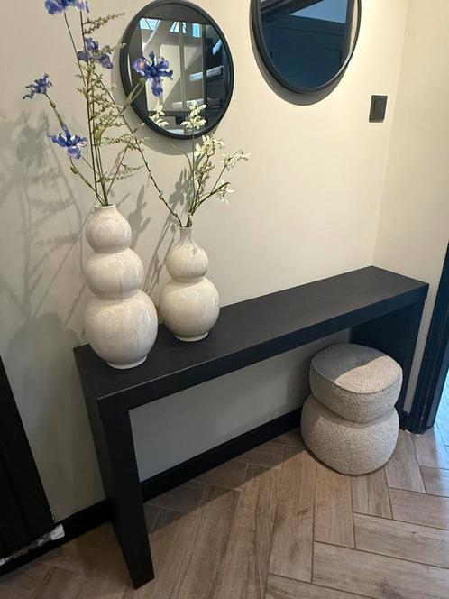 Side tabel 80x140 eiken zwart, Huis en Inrichting, Tafels | Sidetables, Zo goed als nieuw, 25 tot 50 cm, 100 tot 150 cm, Rechthoekig