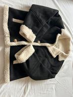 Zwart winterjasje met witte kraag mt L, Ophalen of Verzenden, Zo goed als nieuw, Zwart