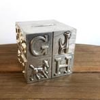 Vintage Zilverkleurige Spaarpot Blok, Sieraden, Tassen en Uiterlijk, Ringen, Gebruikt, Ophalen of Verzenden, 17 tot 18, Dame of Heer