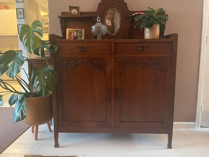 Antiek Houten Kast, Huis en Inrichting, Kasten | Buffetkasten, Gebruikt, 100 tot 150 cm, 100 tot 150 cm, 25 tot 50 cm, Met lade(s)