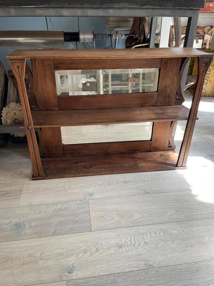 Leuk Antiek Rekje, Hout, Wandrek, Met Spiegel, Plank, Antiek en Kunst, Antiek | Meubels | Kasten, Ophalen