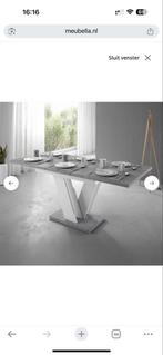 Uitschuifbare grijze tafel voor 4-6 personen, Huis en Inrichting, Tafels | Eettafels, Kunststof, 100 tot 150 cm, Nieuw, Vijf personen of meer