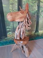 Teakhouten houtsnijwerk Paard, Tuin en Terras, Ophalen, Zo goed als nieuw, Hout, Overige typen