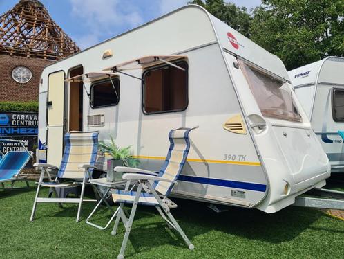 Bürstner FUN 395 TK 2004 VOORTENT & LUIFEL, Caravans en Kamperen, Caravans, Bedrijf, 750 - 1000 kg, Treinzit, Bürstner, Dwarsbed
