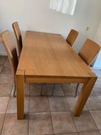 Eiken eettafel met 4 stoelen, Huis en Inrichting, Tafels | Eettafels, Ophalen, Gebruikt, Rechthoekig, 50 tot 100 cm