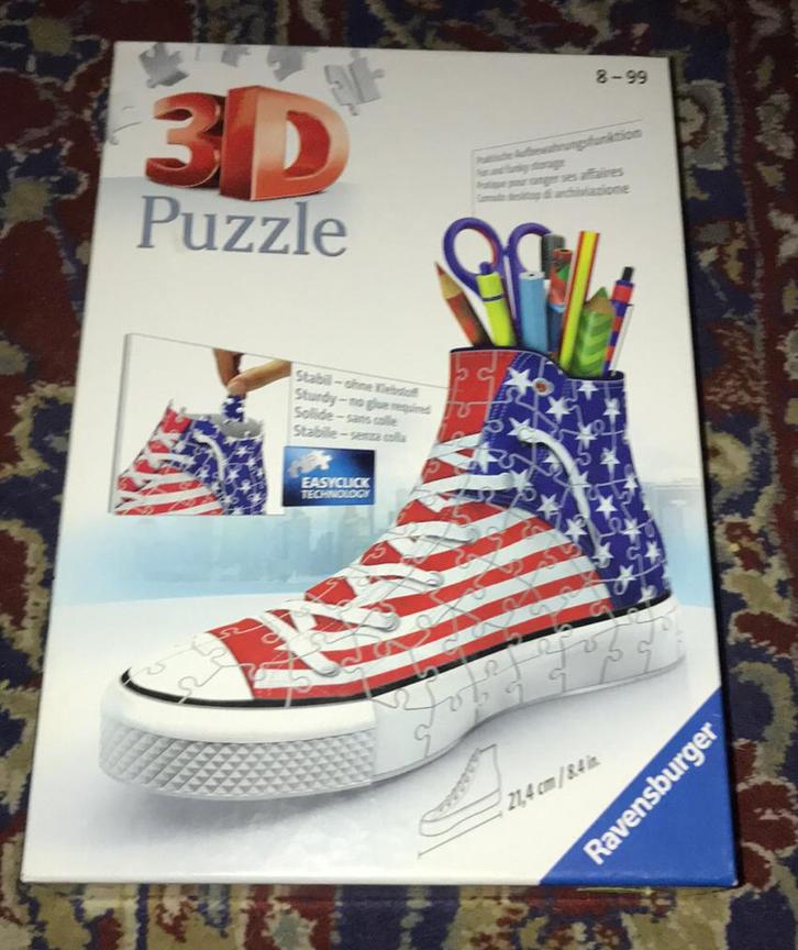 Ravensburger 3D Puzzel - Amerika Sneaker -108st., Hobby en Vrije tijd, Denksport en Puzzels, Zo goed als nieuw, Rubik's of 3D-puzzel