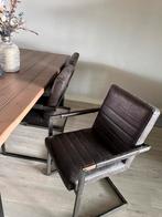 Stoelen 6x industrieel leder antraciet, Ophalen, Zo goed als nieuw, Grijs, Vijf, Zes of meer stoelen